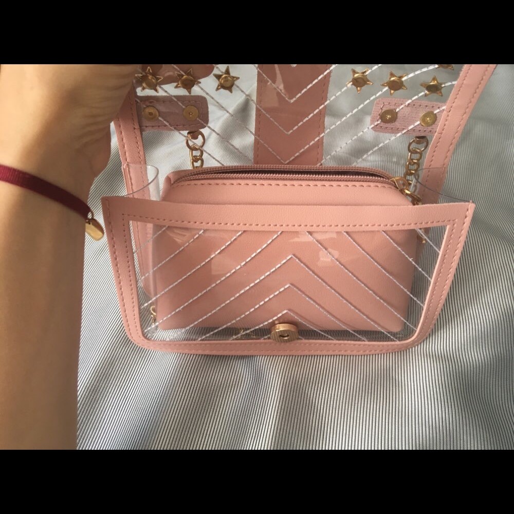 Transparent pink shoulderbag